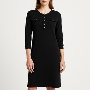 Lauren Jeans Co Ralph Lauren casual knit henley dress easy fit snap-front Med